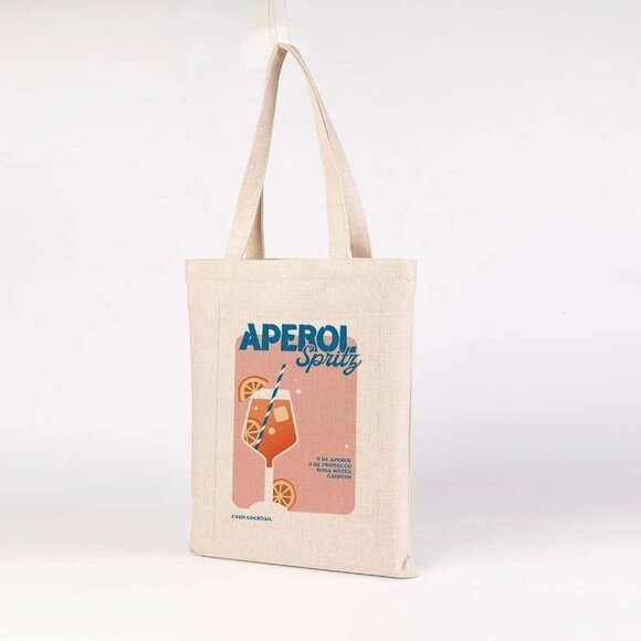 Aperol Spritz Tote Canvas Tote Bag Reusable Grocery Bag Book Tote - Picture 1 of 6